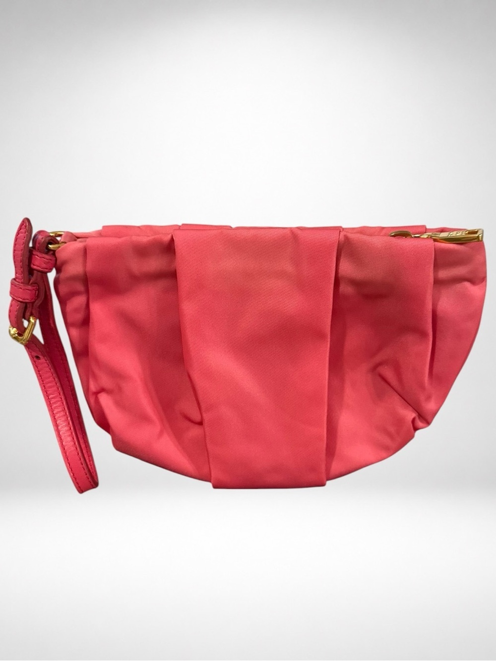 Prada Tessuto Fiocco Peonia Pink Bow Wristlet Clutch Pouch COA Authentic - Picture 5 of 11